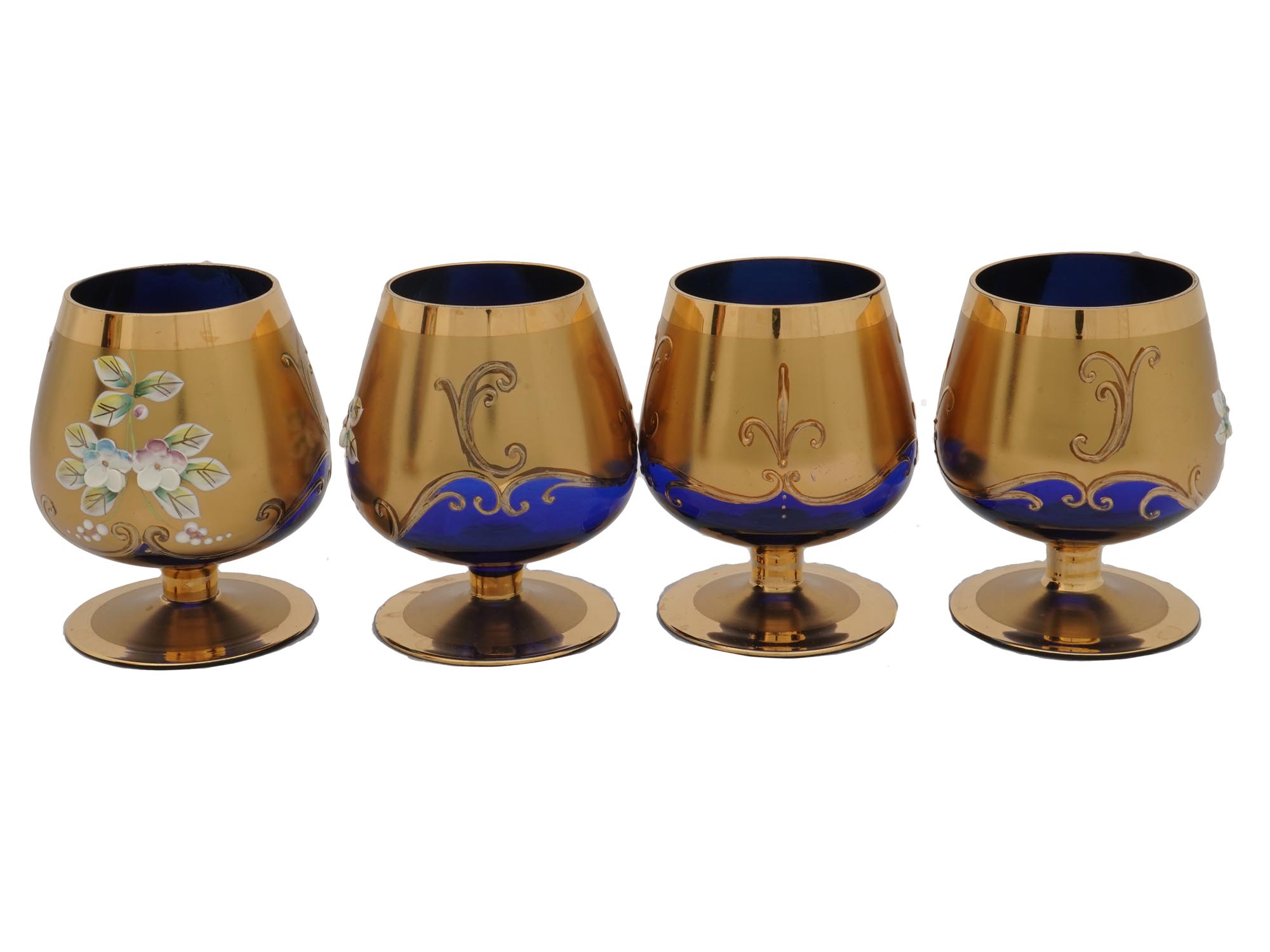 MID 20TH C CZECH BOHEMIAN COBALT GOLD GLASSWARE PIC-5